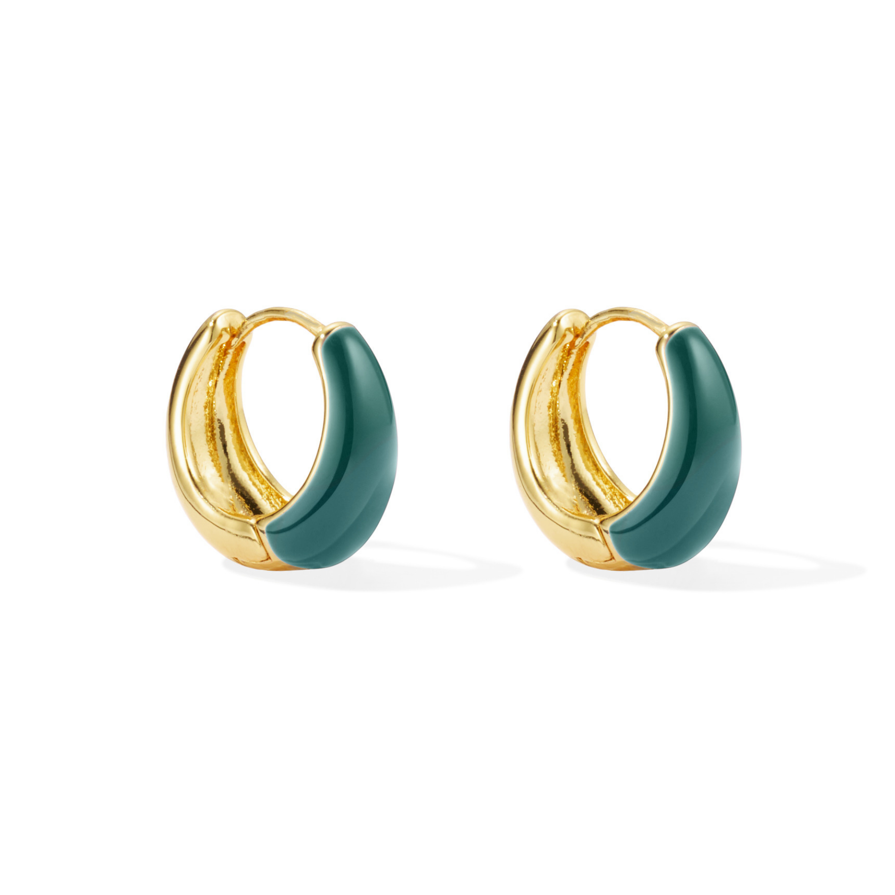 Curved Hoop Earrings - Forest Green