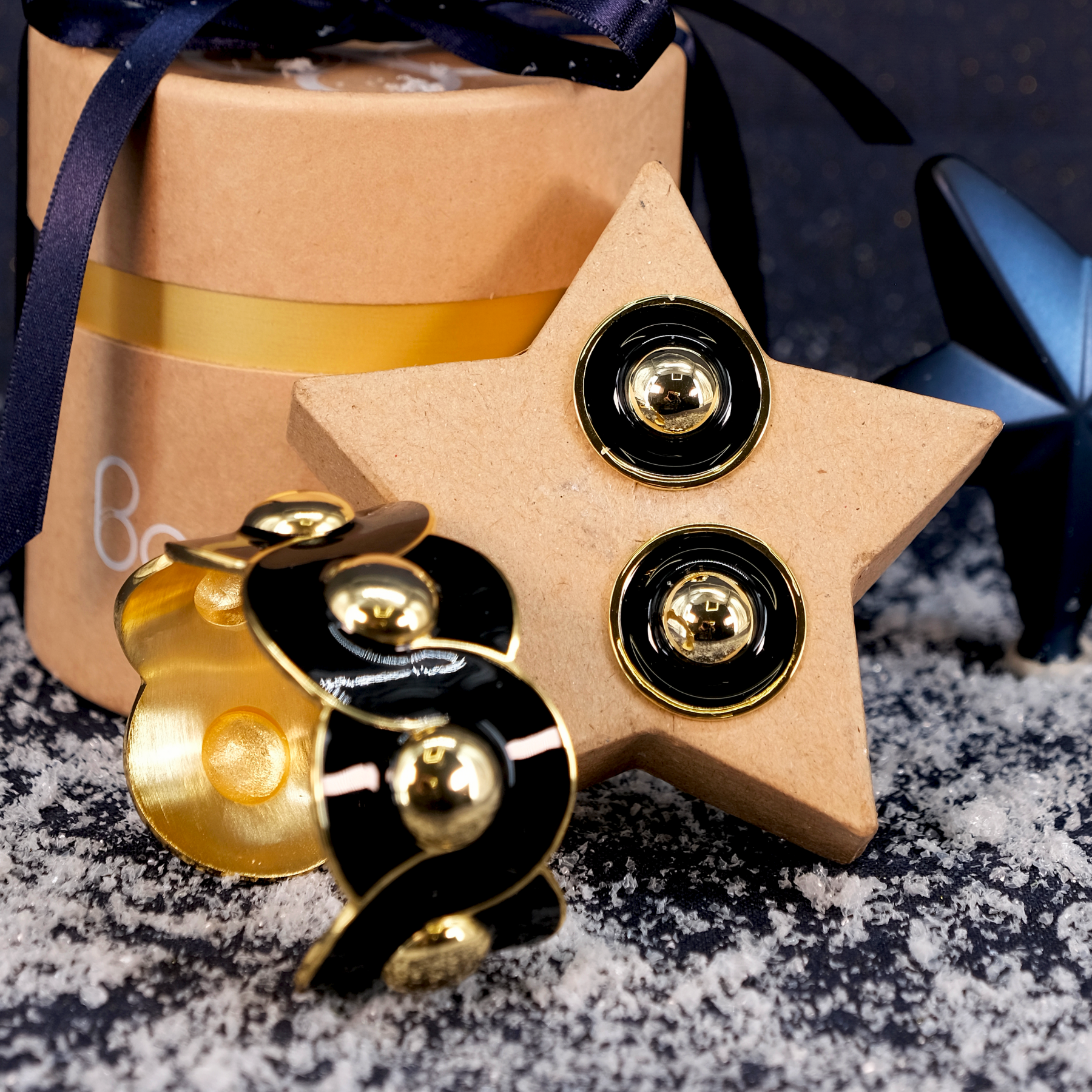 Coffret Manchette et Boucles d'Oreilles Moon - Noir Carbon