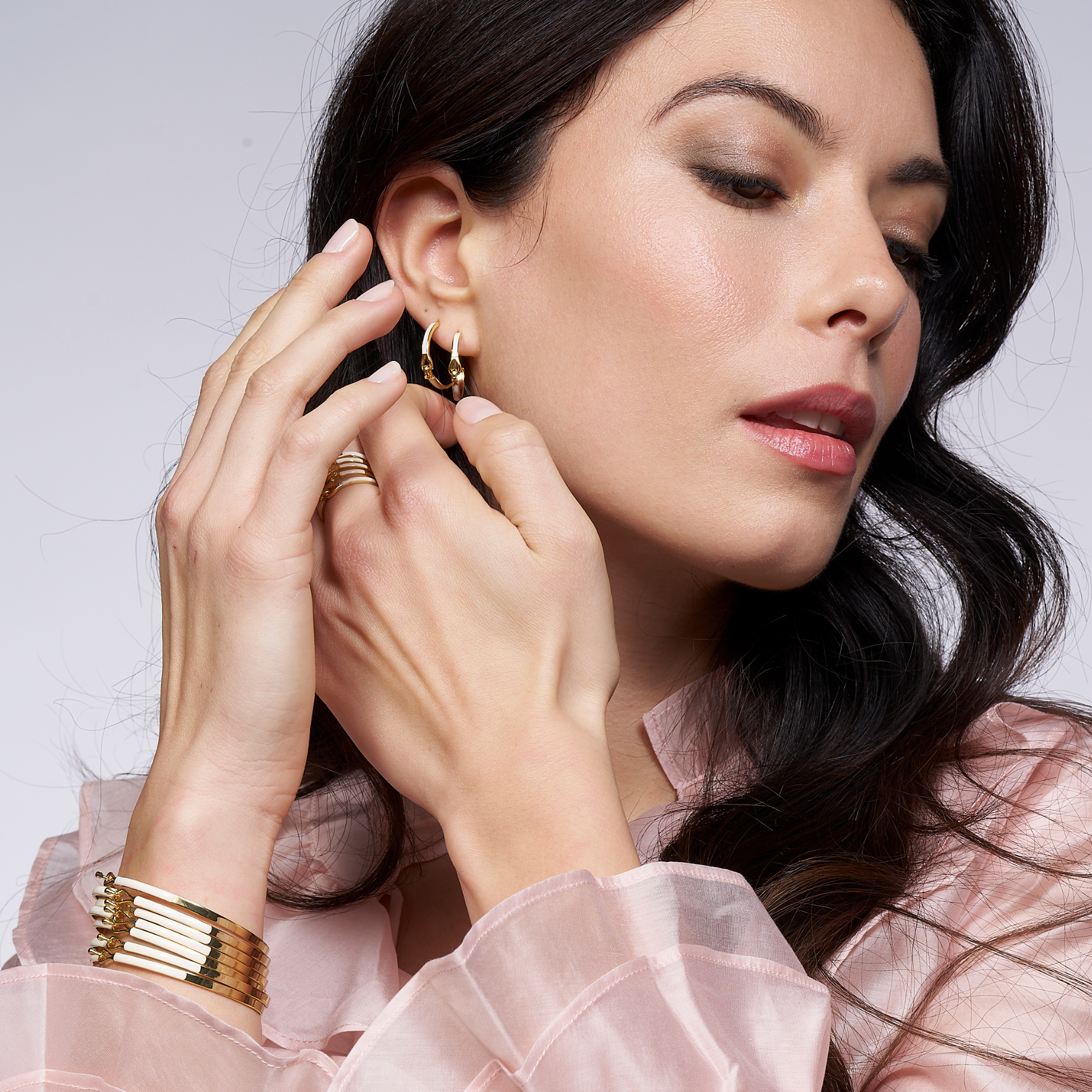 Lily Hoop Earrings - Sand White