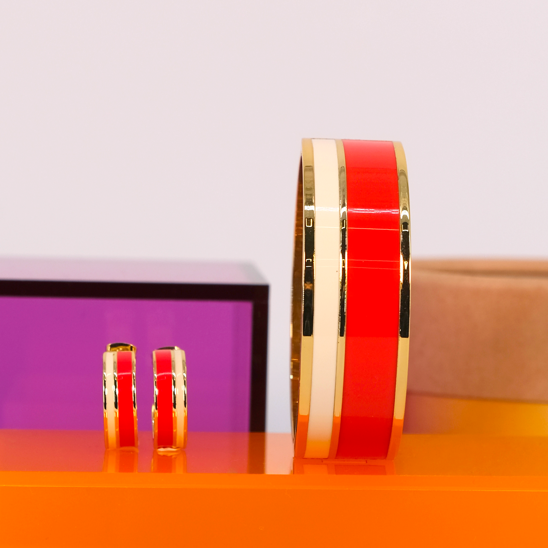 Coffret Bracelet et Créoles Vaporetto - Orange Tangerine