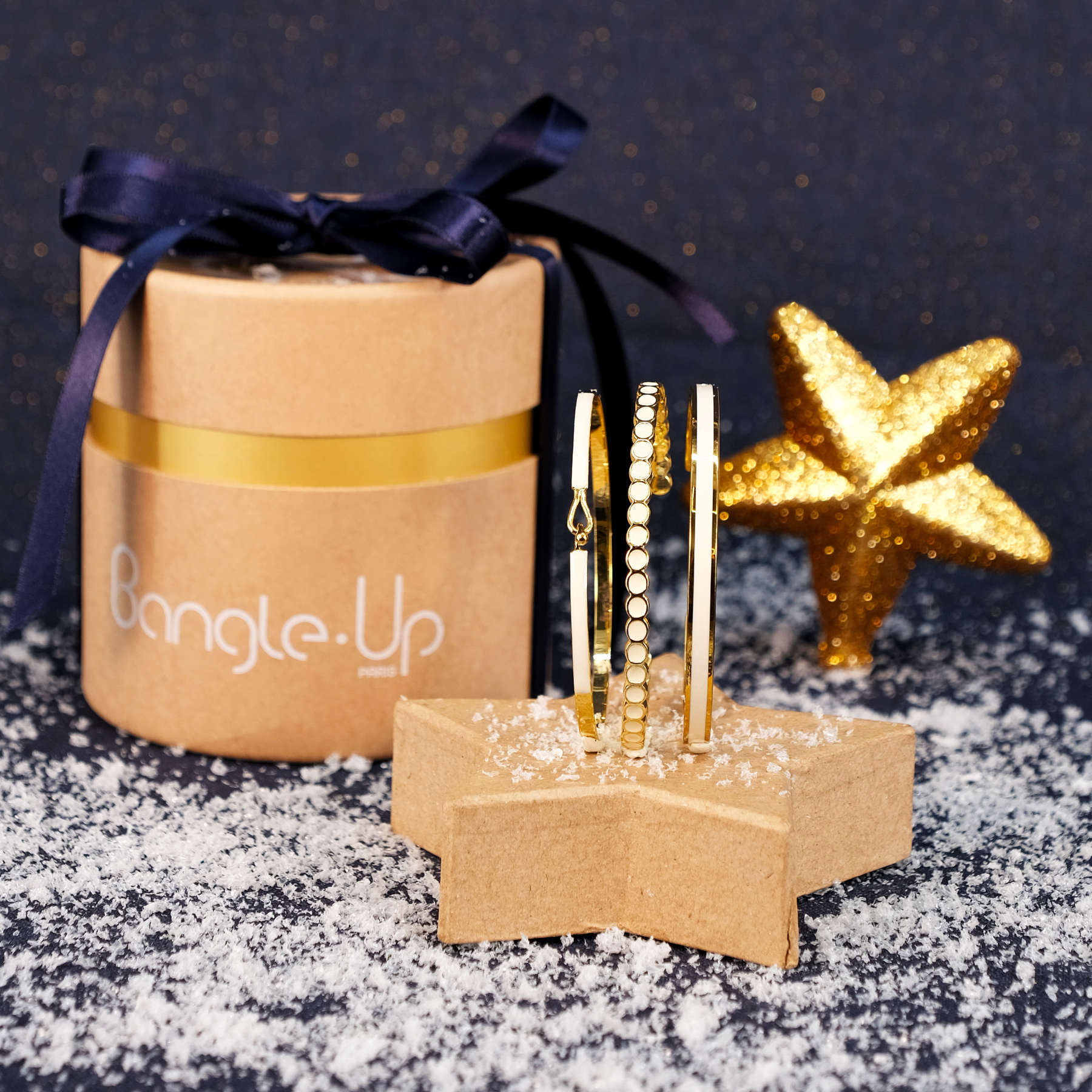 Coffret Jonc Bangle, Jonc Lumi et Bracelet Lily - Blanc Sable