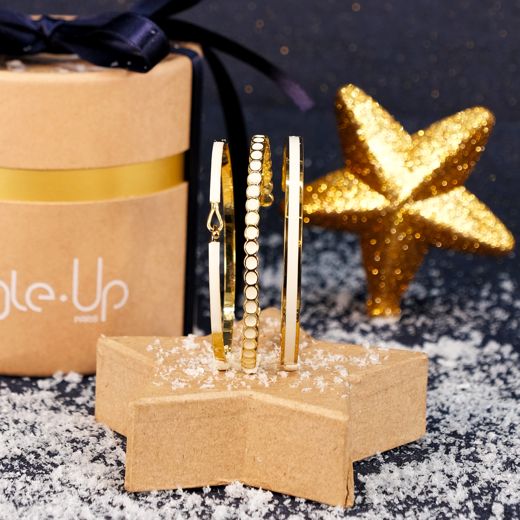 Coffret Jonc Bangle, Jonc Lumi et Bracelet Lily - Blanc Sable