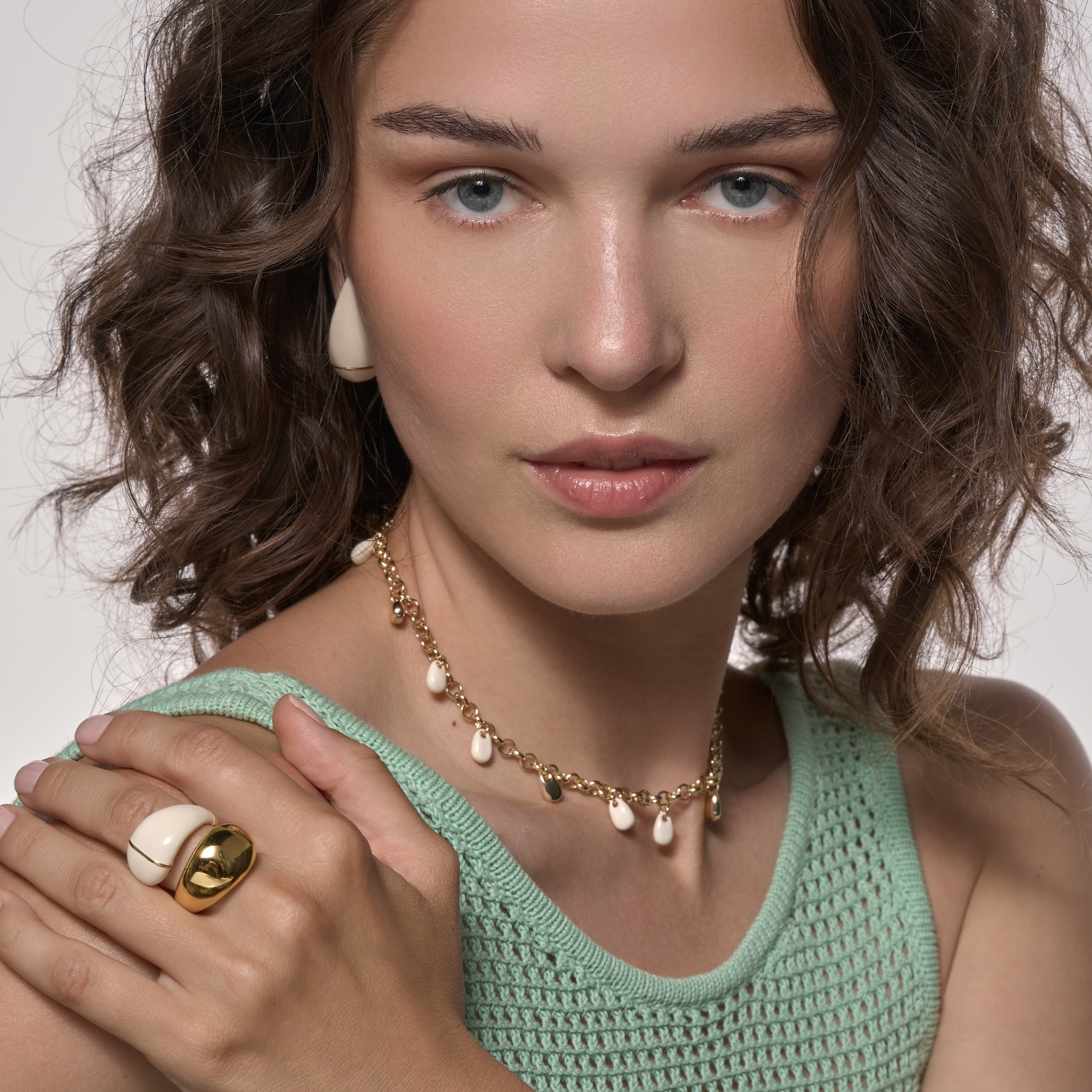 Boucles d'Oreilles Drop - Blanc Sable