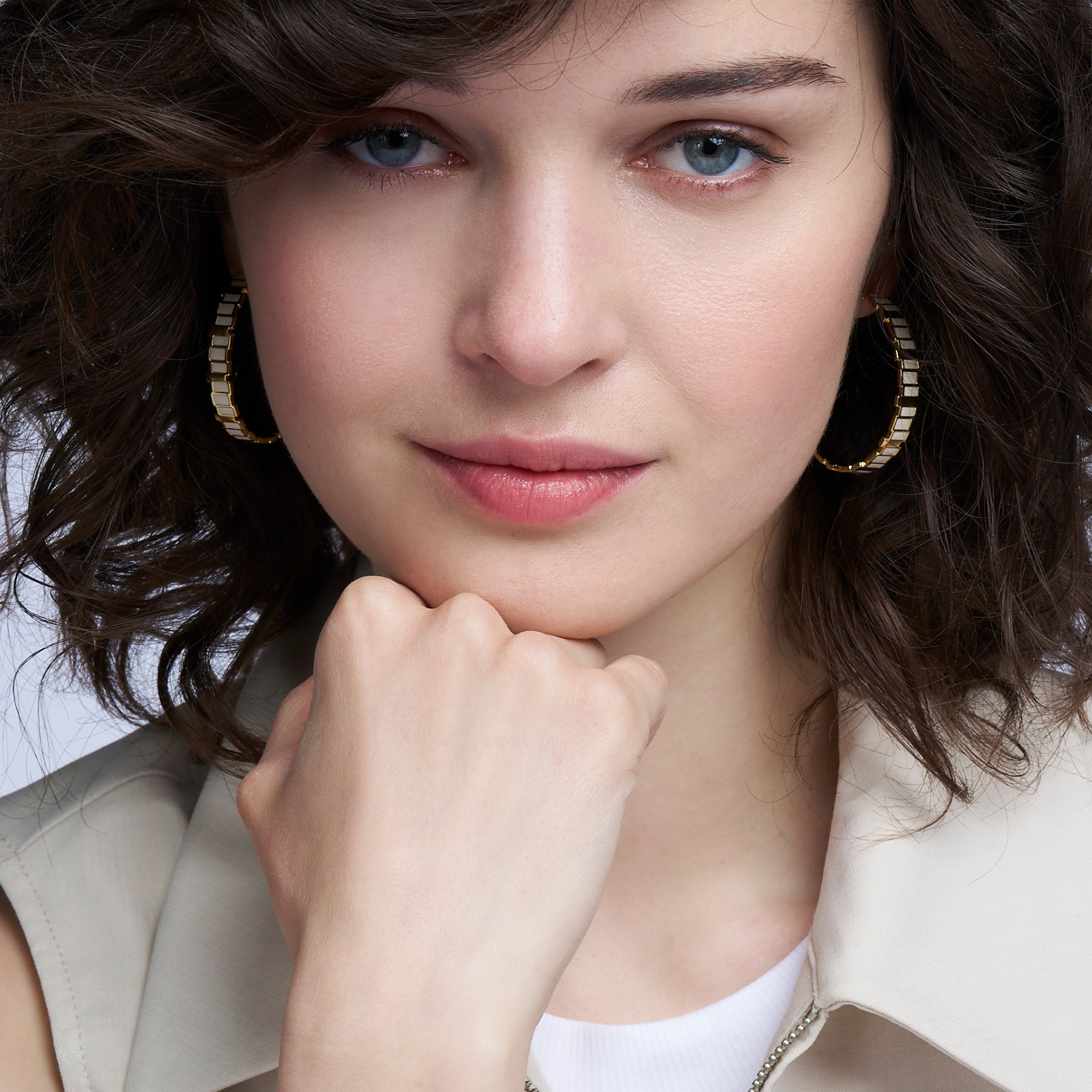 Créoles Inès Multi - Blanc Sable