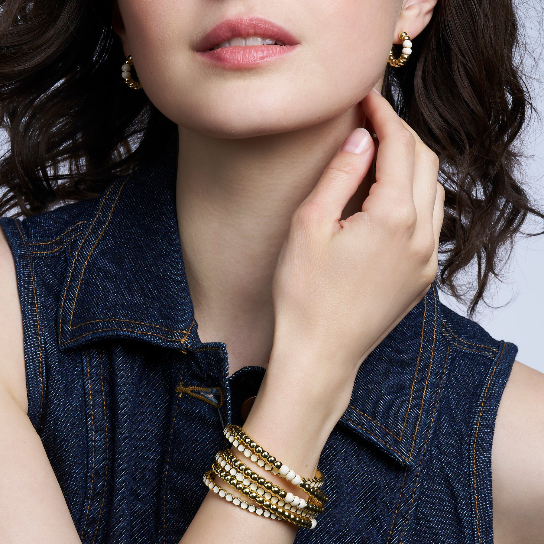 Mini Créoles Lumi Pearl - Blanc Sable