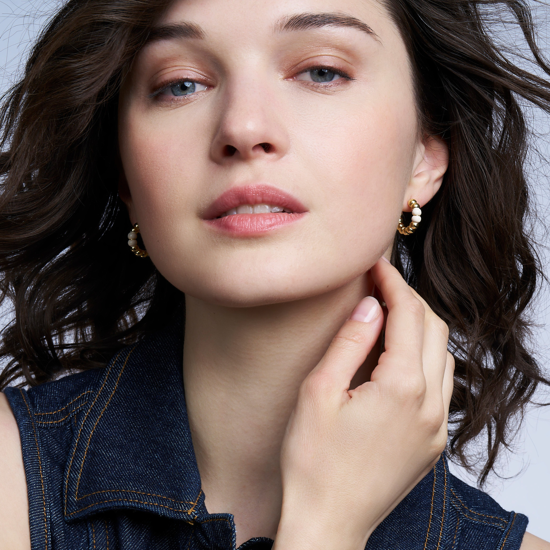 Mini Créoles Lumi Pearl - Blanc Sable