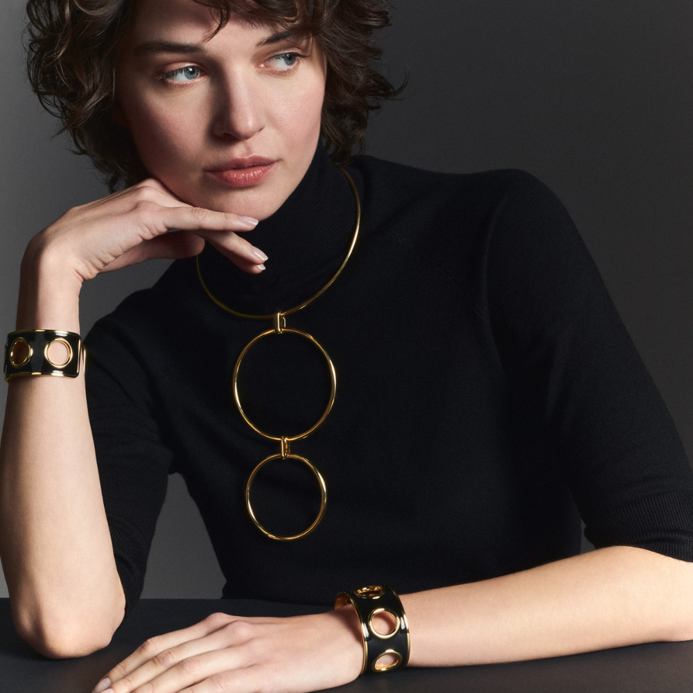 Manchette EYELET - Noir et Or Light