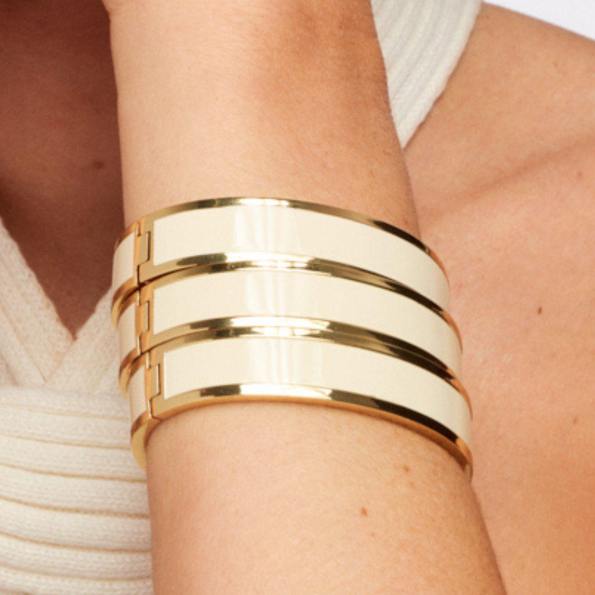 Bracelet Bangle Ovale - Blanc Sable