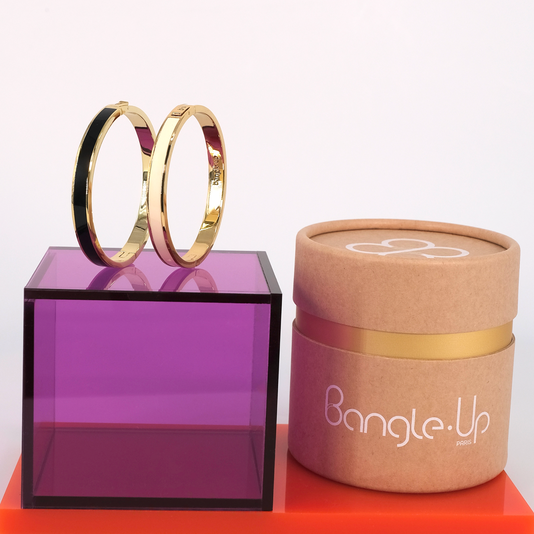 Coffret 2 Bracelets Bangle - Blanc Sable / Noir