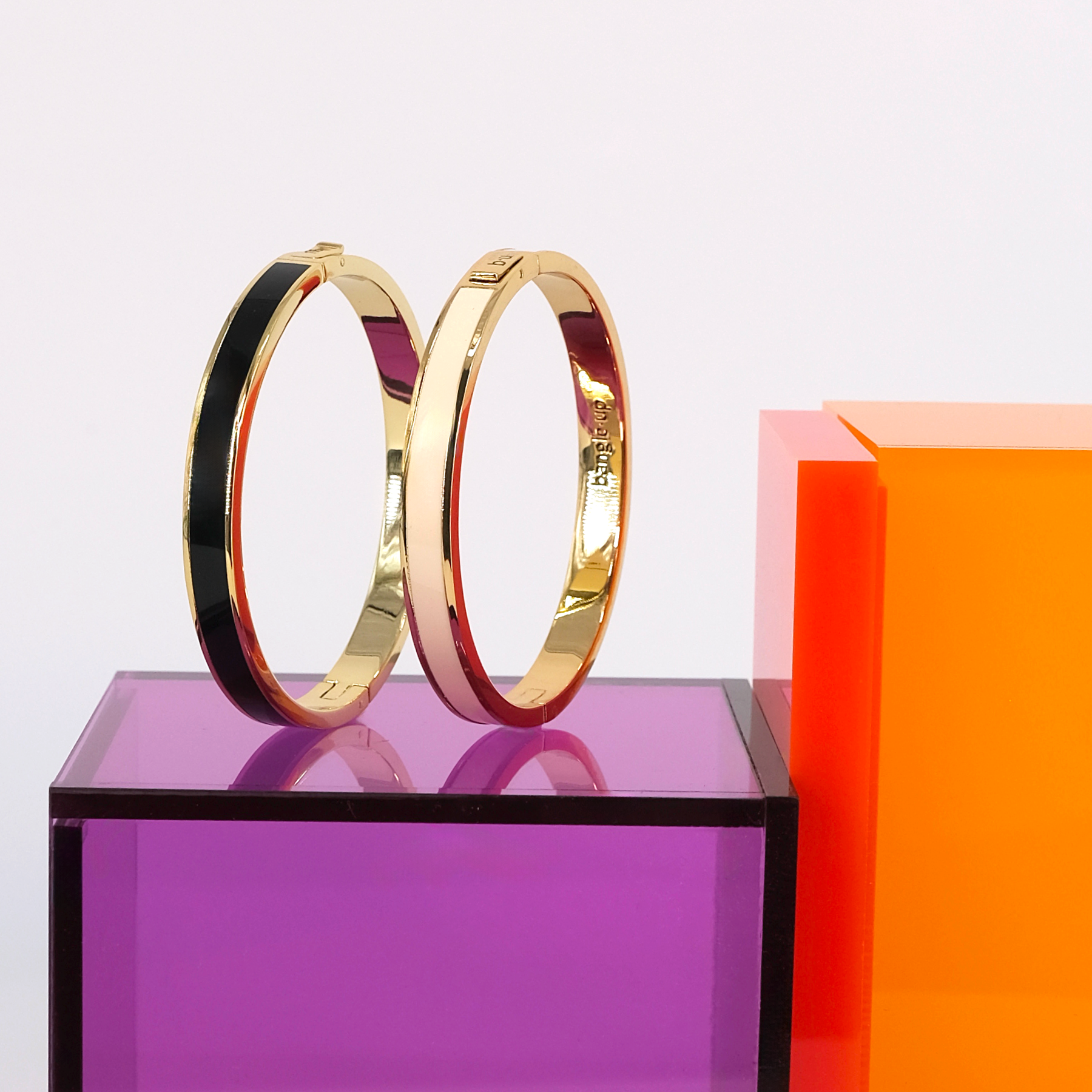 Coffret 2 Bracelets Bangle - Blanc Sable / Noir