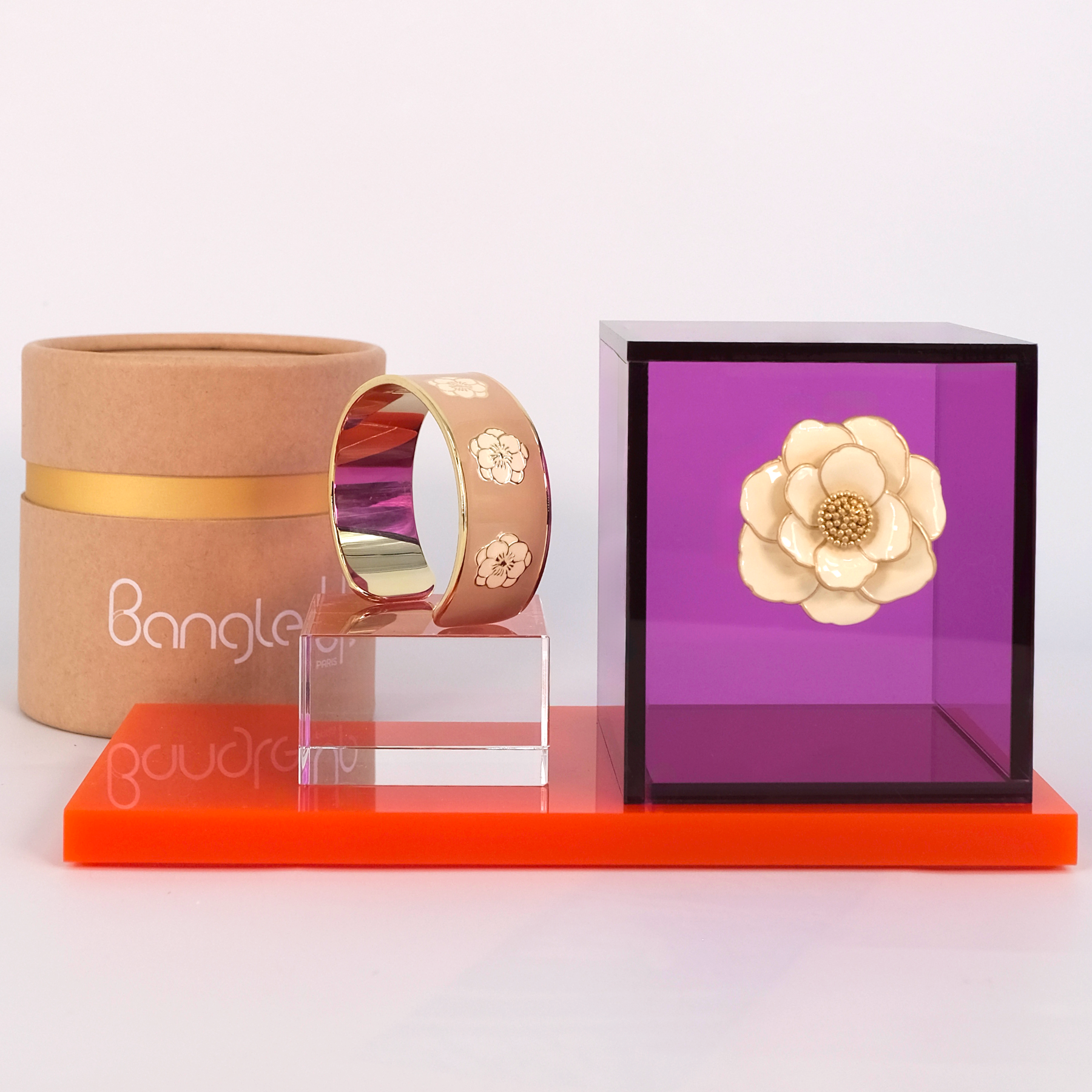 Coffret Mini Pendentif et Jonc Peony - Blanc Sable et Beige