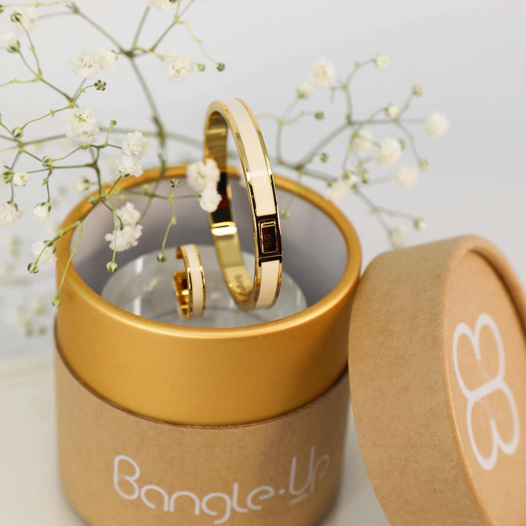 Coffret Bracelet et Bague Bangle - Blanc Sable