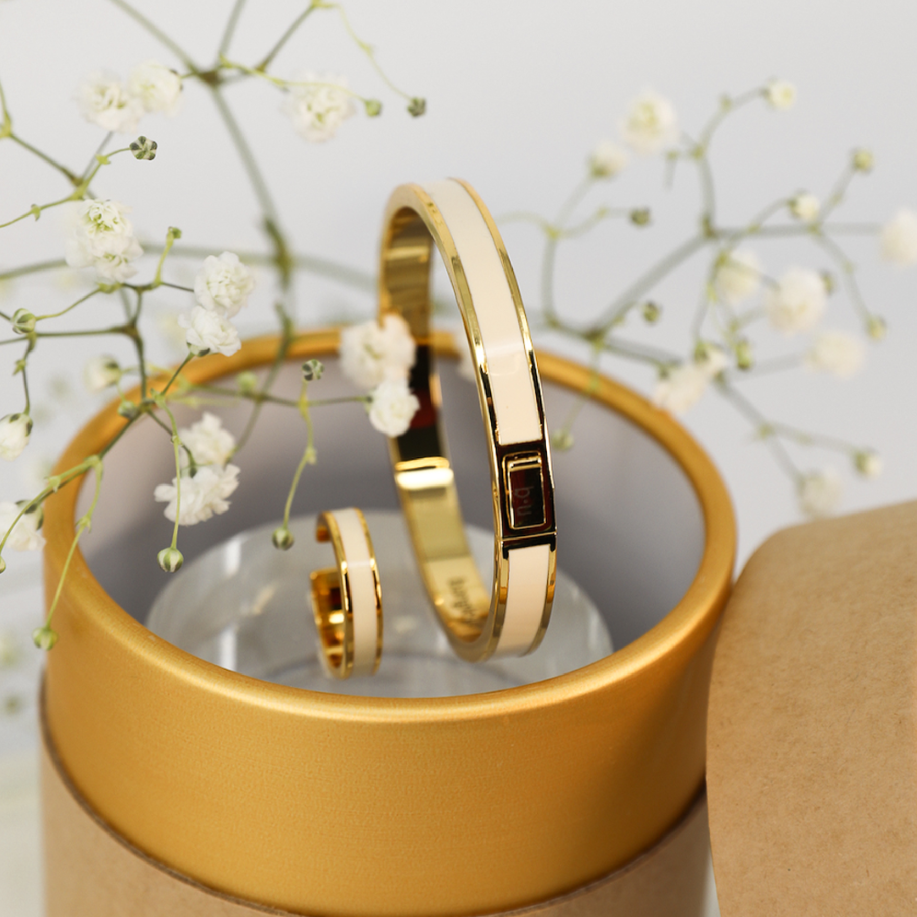 Coffret Bracelet et Bague Bangle - Blanc Sable