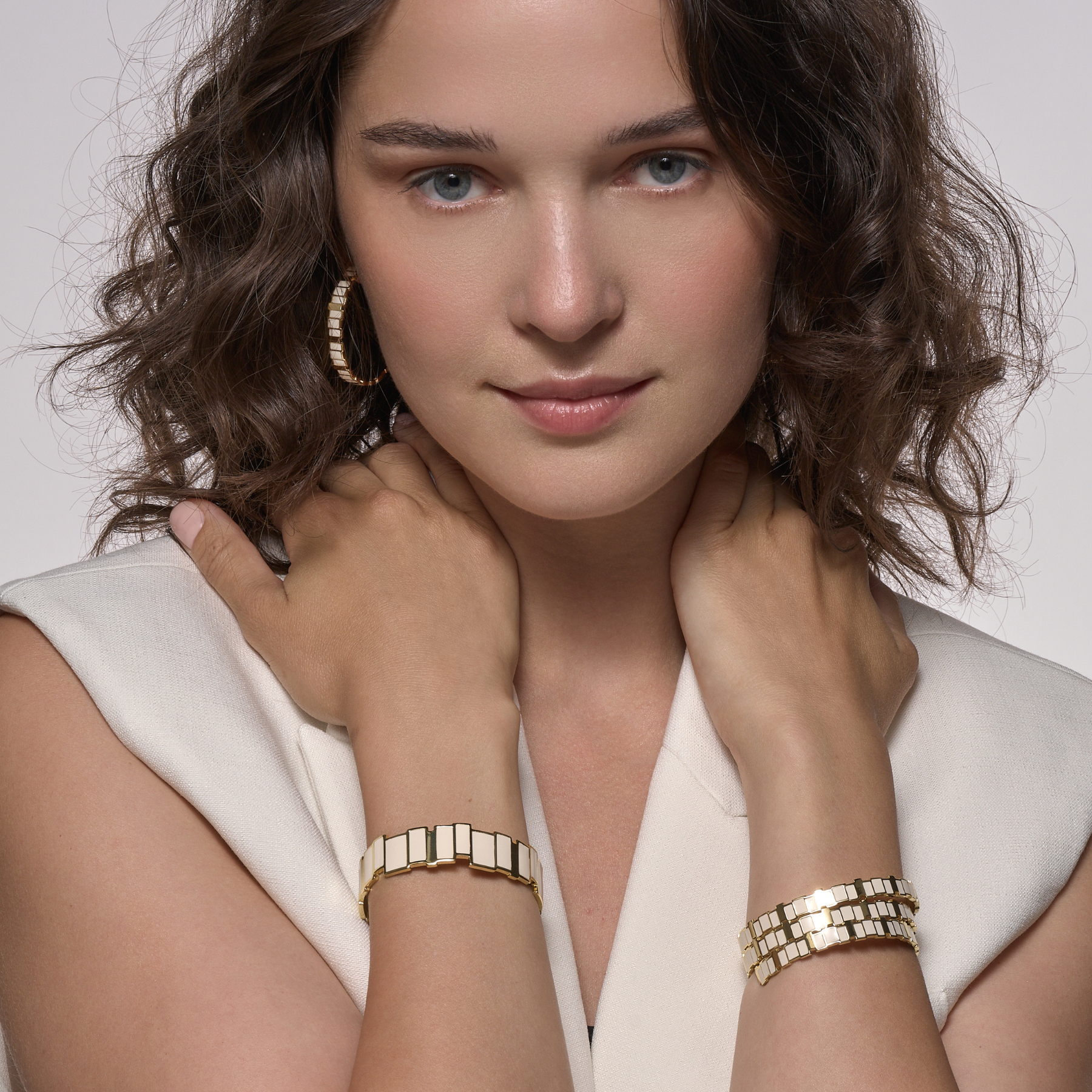 Jonc fin Inès Multi - Blanc Sable