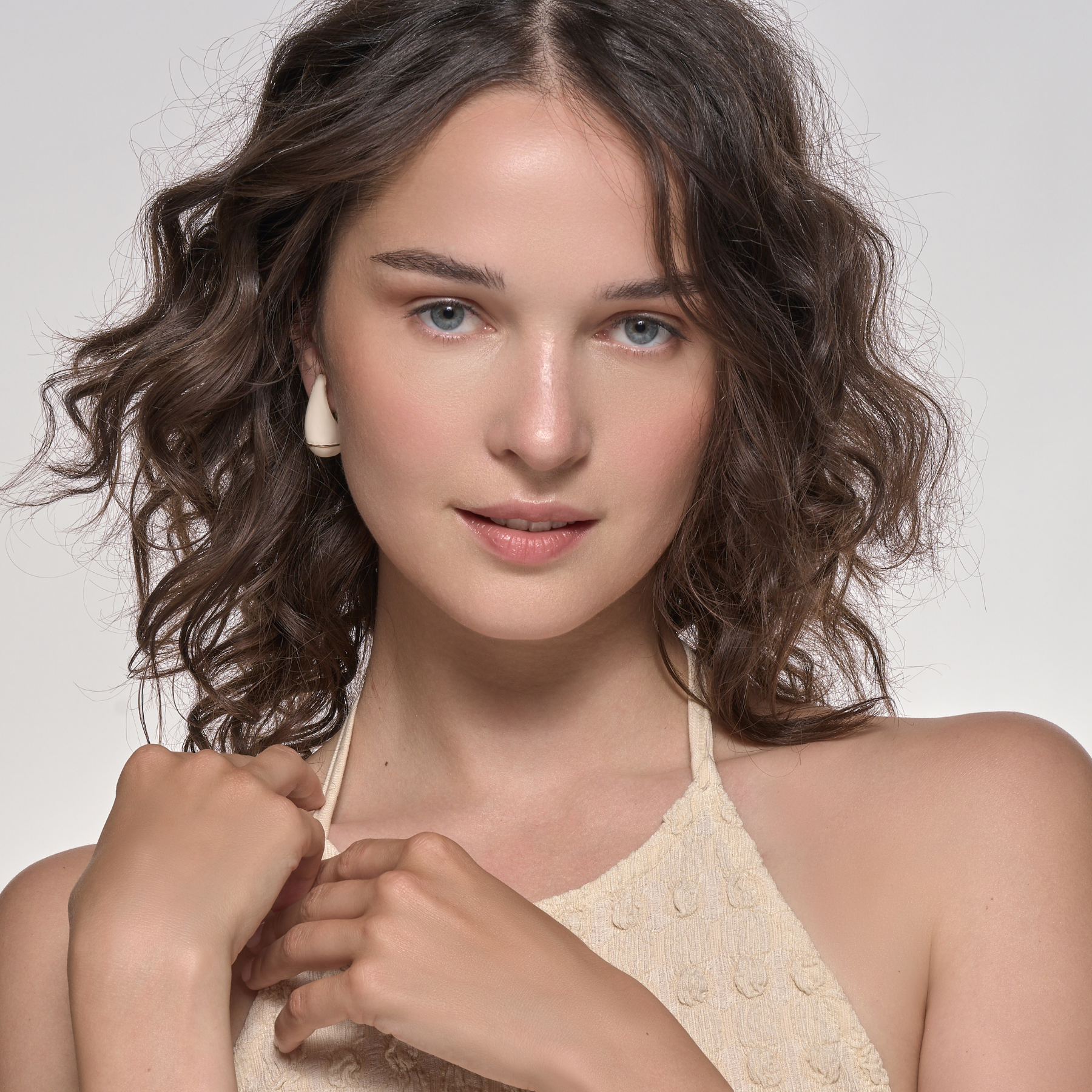 Boucles d'Oreilles Drop - Blanc Sable