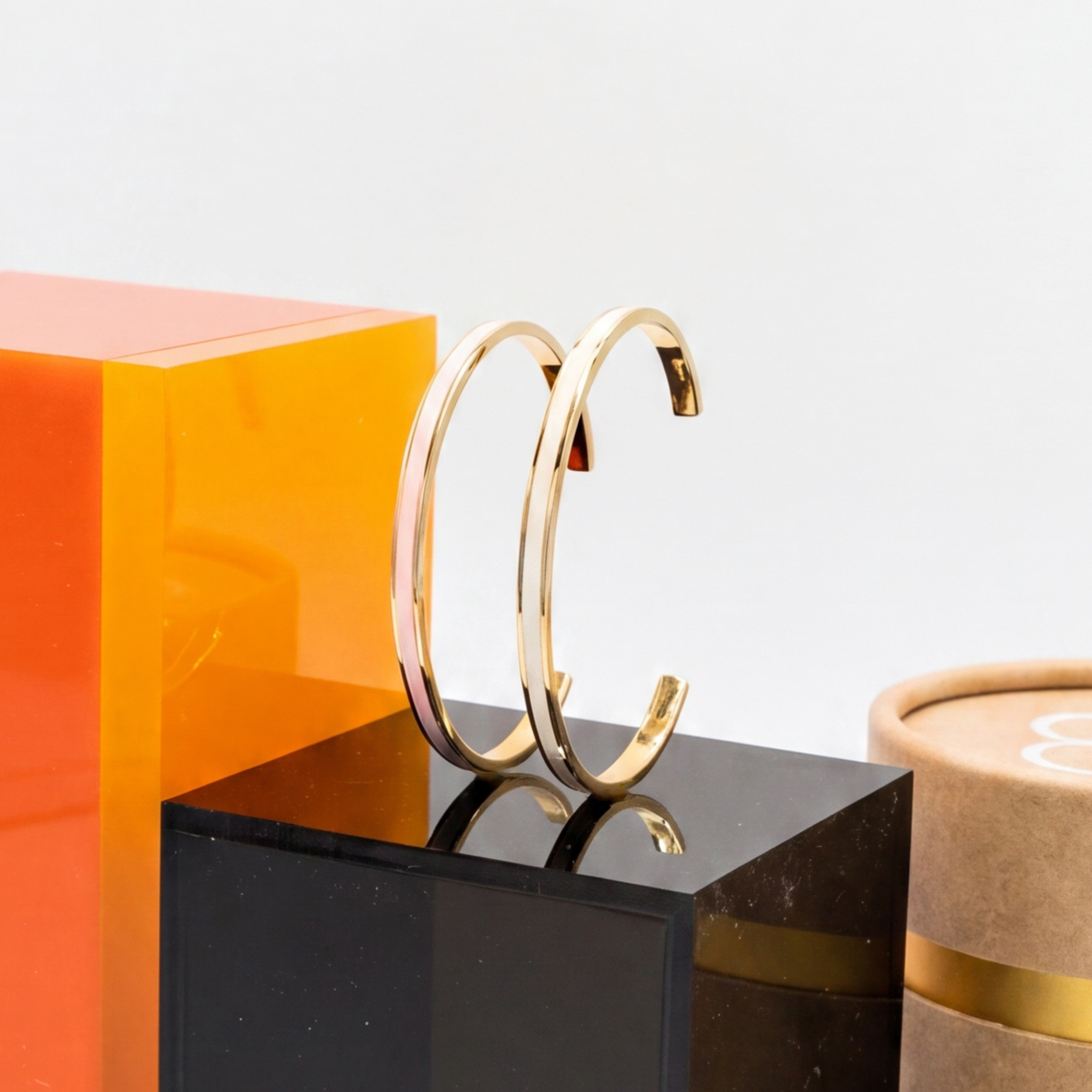 Coffret duo de joncs Bangle  - Blanc Sable / Rose Coton