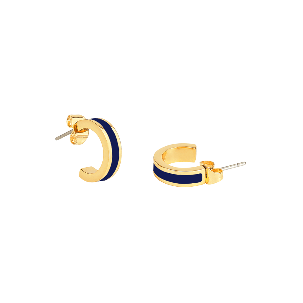 Bangle Mini Hoop Earrings - Midnight Blue