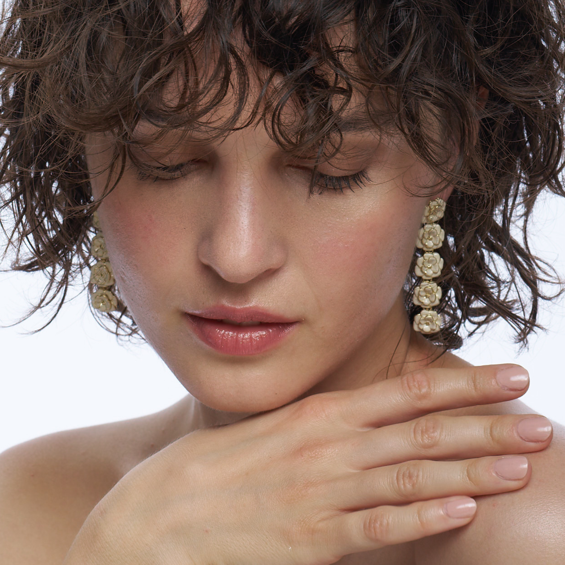 Boucles d'oreilles Peony - Blanc Sable