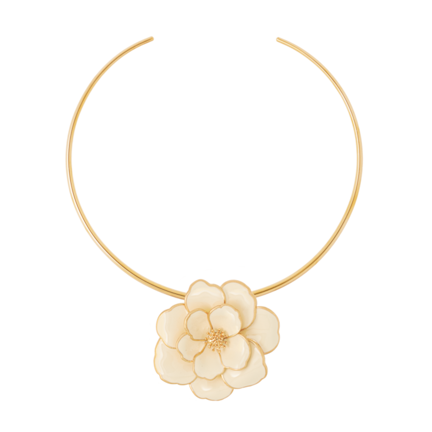 Collier Torque et son Pendentif Peony - Blanc Sable